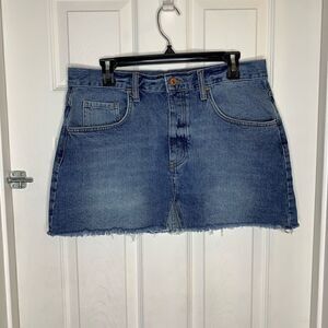 Forever 21 Raw Hem Button Fly Jean Skirt